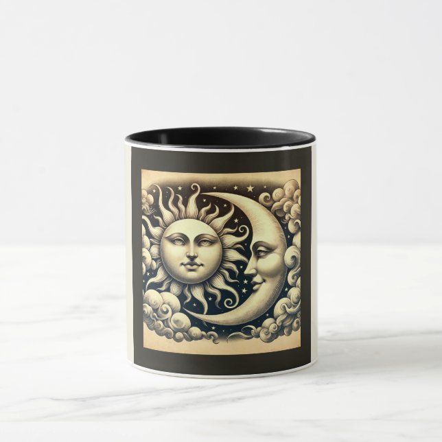 Vintage Celestial Sun & Moon  Mug (Center)