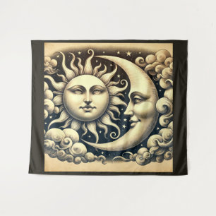 Vintage Celestial Sun & Moon  Tapestry