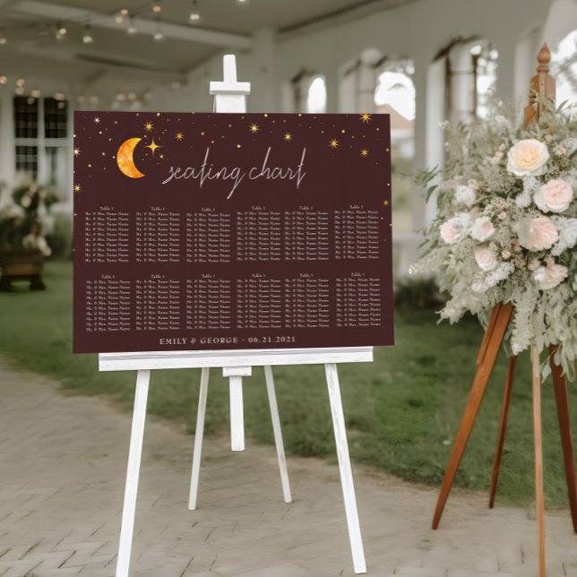 Vintage Celestial Sun Moon Wedding Seating Chart (Creator Uploaded)