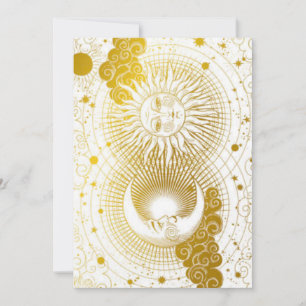 Vintage Celestial Surya Chandra  Holiday Card