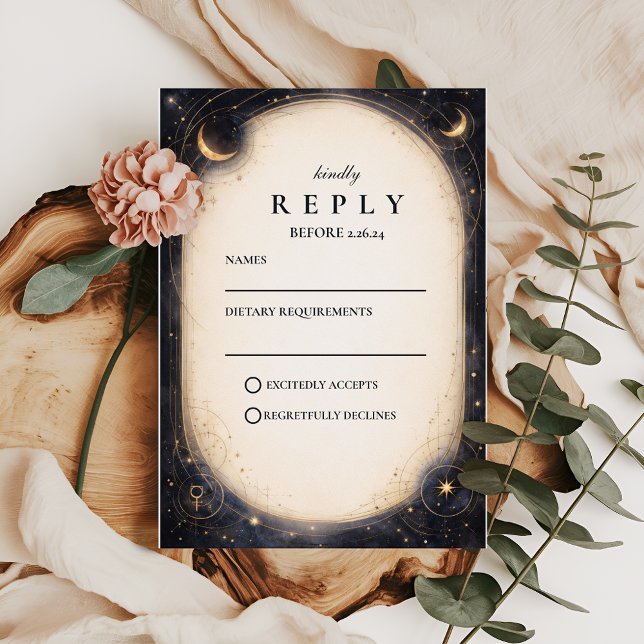 Vintage Celestial Wedding RSVP Card (Creator Uploaded)