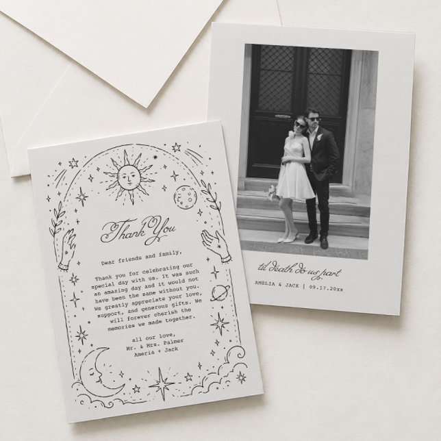 Vintage Celestial Wedding Thank You Card (Creator Uploaded)