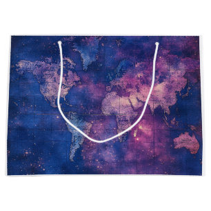 Vintage Celestial World Map (10) Large Gift Bag