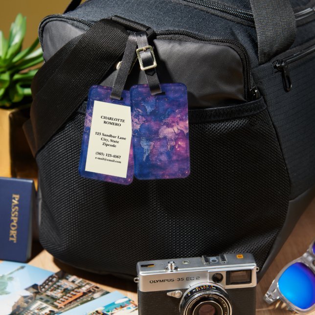 Vintage Celestial World Map (10) Luggage Tag (Front & Back)