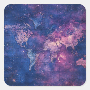Vintage Celestial World Map (10) Square Sticker