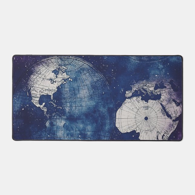 Vintage Celestial World Map (2) Desk Mat (Front)