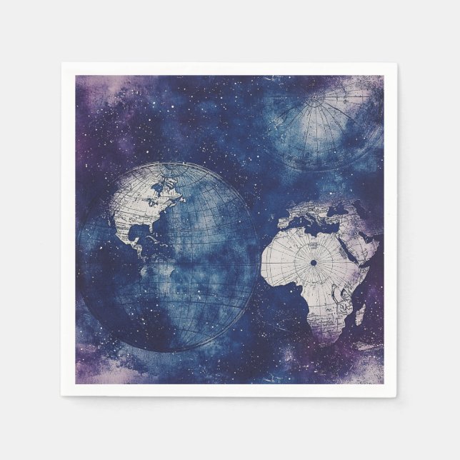 Vintage Celestial World Map (2) Napkin (Front)