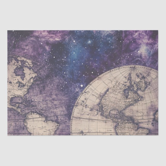 Vintage Celestial World Map (3) Tissue Paper (Front)