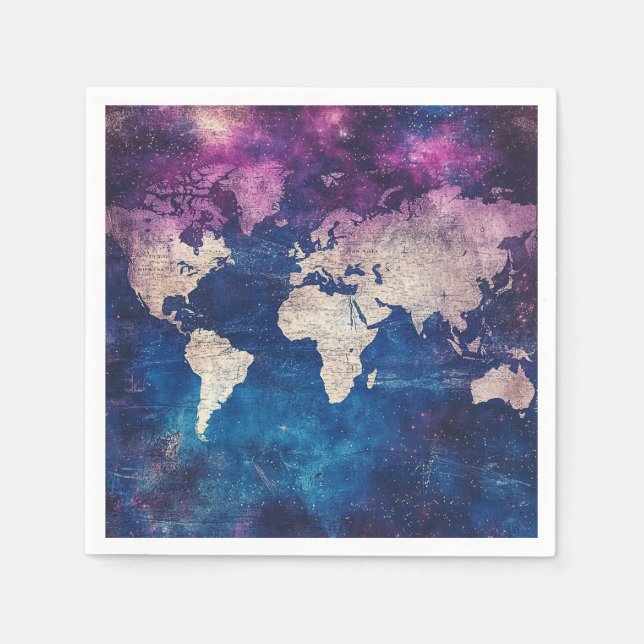 Vintage Celestial World Map (4) Napkin (Front)