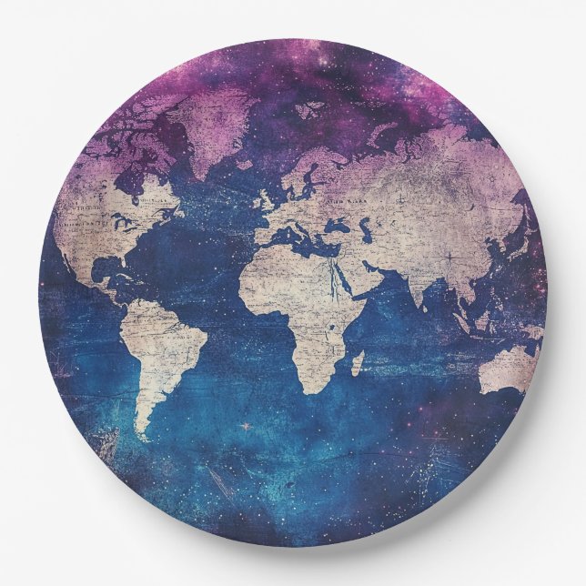 Vintage Celestial World Map (4) Paper Plate (Front)