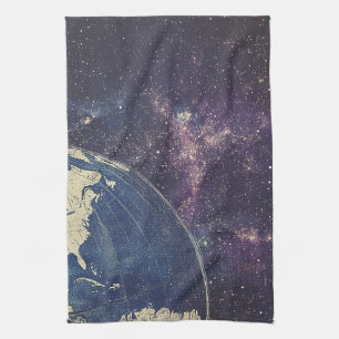 Vintage Celestial World Map Tea Towel