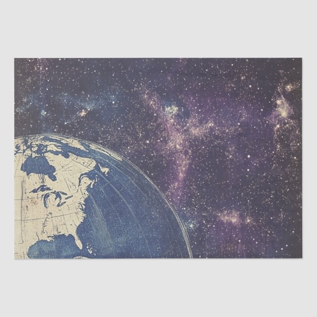 Vintage Celestial World Map Tissue Paper (Front)