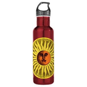 Vintage Celestial Yellow Smiling Happy Hippie Sun 710 Ml Water Bottle