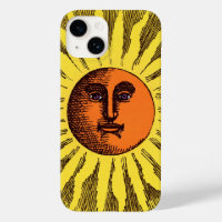 Vintage Celestial Yellow Smiling Happy Hippie Sun