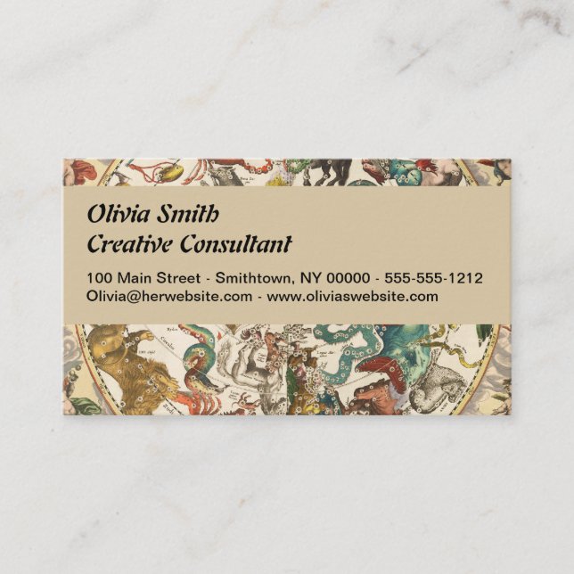 Vintage Celestial Zodiac Star Constellation Map Business Card (Front)