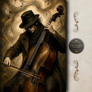 Vintage Cello Music Art Decoupage Tissue Paper