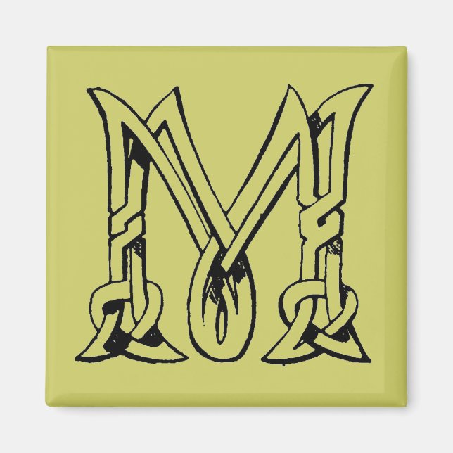 Vintage Celtic Knot Monogram Letter M Magnet (Front)