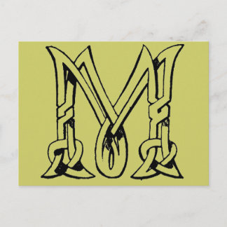 Vintage Celtic Knot Monogram Letter M Postcard