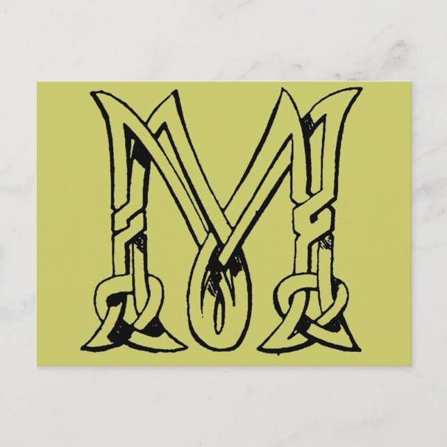 Vintage Celtic Knot Monogram Letter M Postcard (Front)