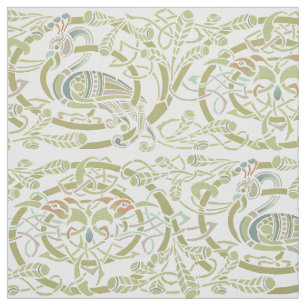 Vintage Celtic Knot Peacock Birds Pattern Frieze Fabric
