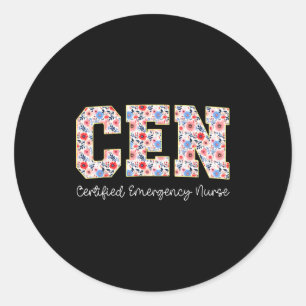 Vintage Cen Certified Emergency Nurse Wildflowers  Classic Round Sticker