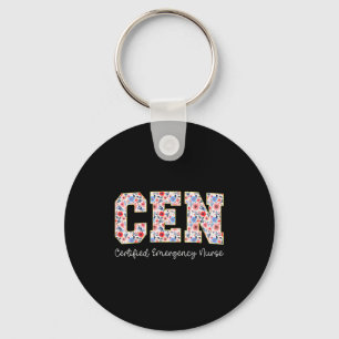 Vintage Cen Certified Emergency Nurse Wildflowers  Key Ring