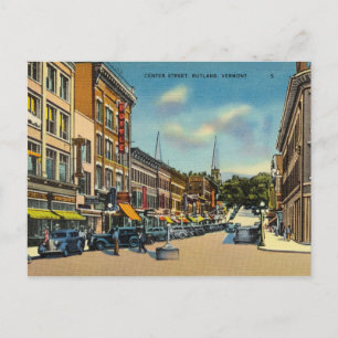 Vintage, Centre Street, Rutland, Vermont Postcard