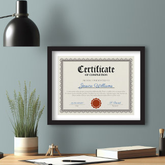 Vintage Certificate of Completion
