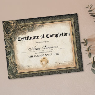 Vintage Certificate of Completion Award Course 