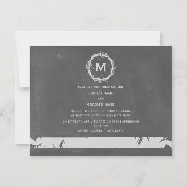 Vintage ChaIk Inspired Monogram Wedding Invitation (Front)