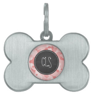Vintage Chalkboard Baby Pink Camo; Camouflage Pet ID Tag