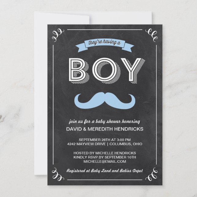 Vintage Chalkboard Baby Shower Invitation (Front)