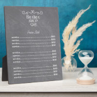 Vintage chalkboard barber shop white swirls