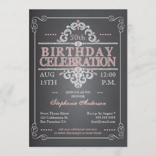 Vintage Chalkboard Birthday Invitation
