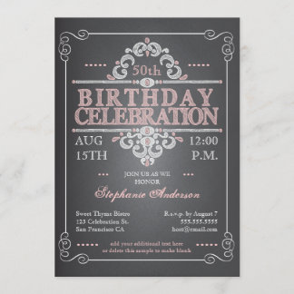 Vintage Chalkboard Birthday Invitation
