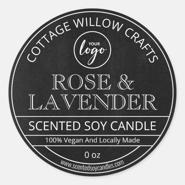 Vintage Chalkboard Black Soy Candle Labels (Front)