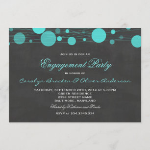 Vintage Chalkboard Blue Lantern Engagement Party Invitation