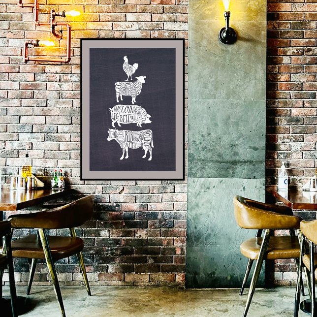 Vintage Chalkboard Butcher Shop Poster | Rustic (Creator Uploaded)