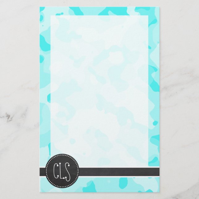 Vintage Chalkboard; Celeste Camo; Camouflage Stationery (Front)