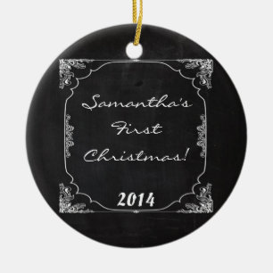 Vintage Chalkboard Chal Personalised Name Ornament