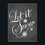 Vintage chalkboard Christmas card Let It Snow<br><div class="desc">Vintage chalkboard Christmas card "Let It Snow" with snowflake decor tiny,  cute deers on the backside. 
Greet your family and loved ones with this holiday card in the Christmas season.
Matching stamp is also available in my shop.</div>