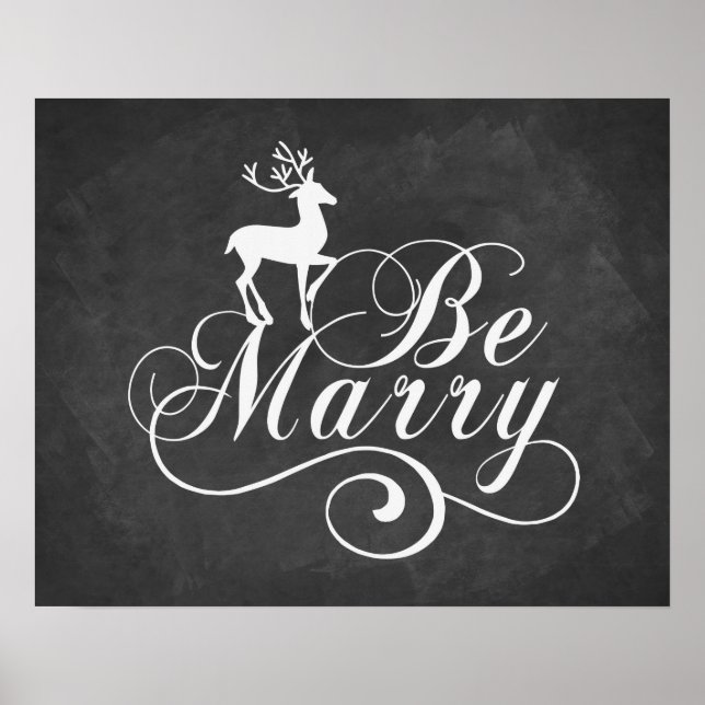 Vintage chalkboard Christmas quote art Be Merry Poster (Front)