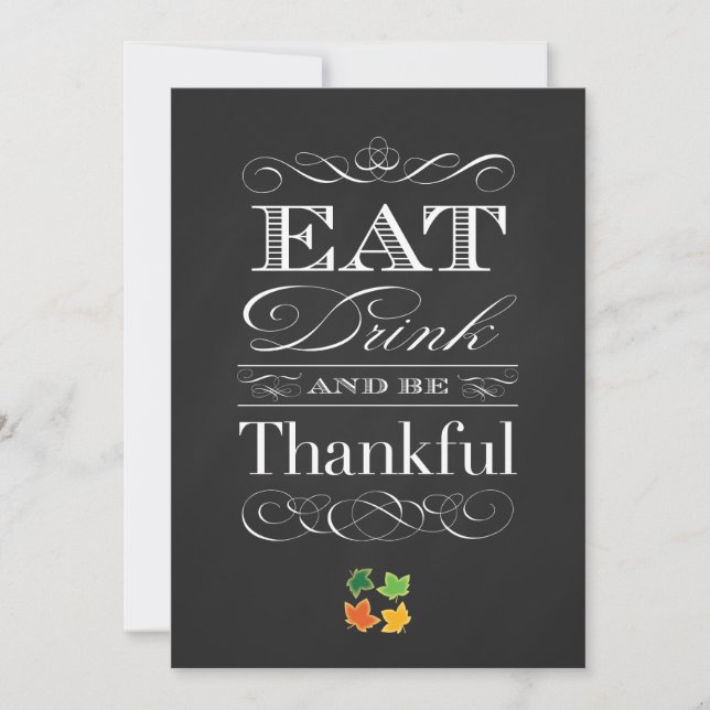Vintage Chalkboard Classic Thanksgiving Dinner Invitation (Front)