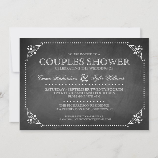 Vintage Chalkboard Couples Shower Invitation (Front)