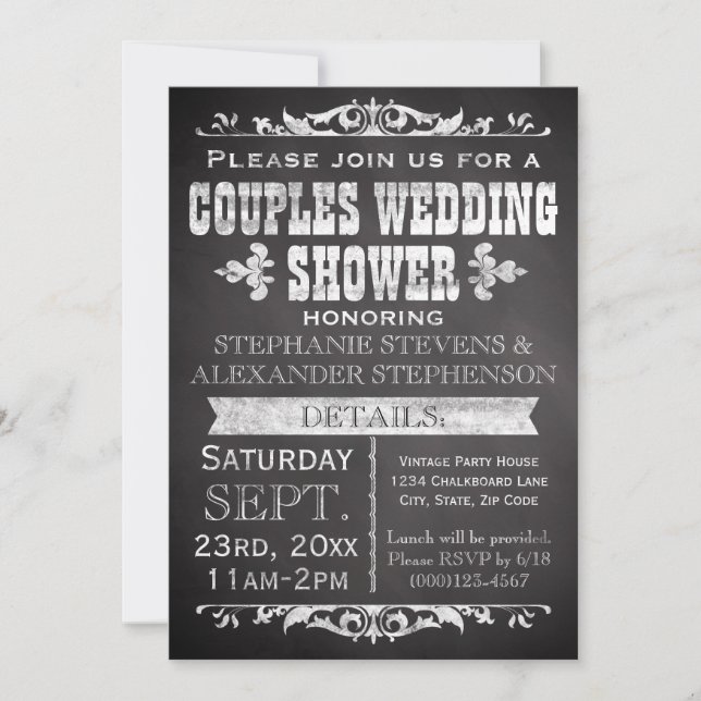 Vintage Chalkboard Couples Wedding Shower Invitation (Front)