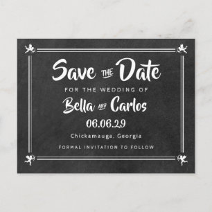 Vintage Chalkboard Cupids Save the Date Postcard