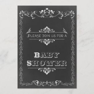 Vintage Chalkboard Double Sided Baby Shower Invitation