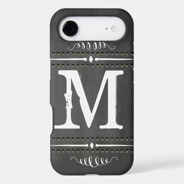Vintage Chalkboard Faux NailHead Monogram (Back)