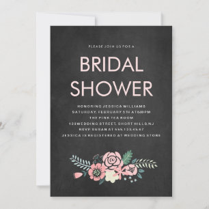 Vintage Chalkboard Floral Bridal Shower Invitation