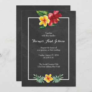 Vintage Chalkboard Floral Wedding Invitation